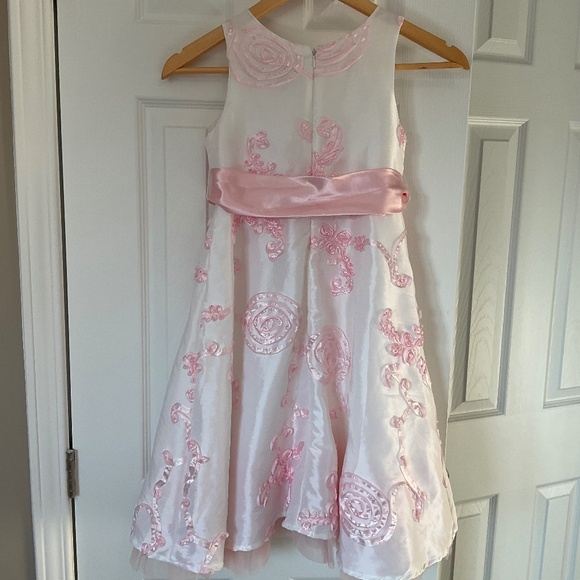 Flower Girl, Party, Princess, Halloween Dress Size 8 White Pink Floral Sash - Picture 7 of 16